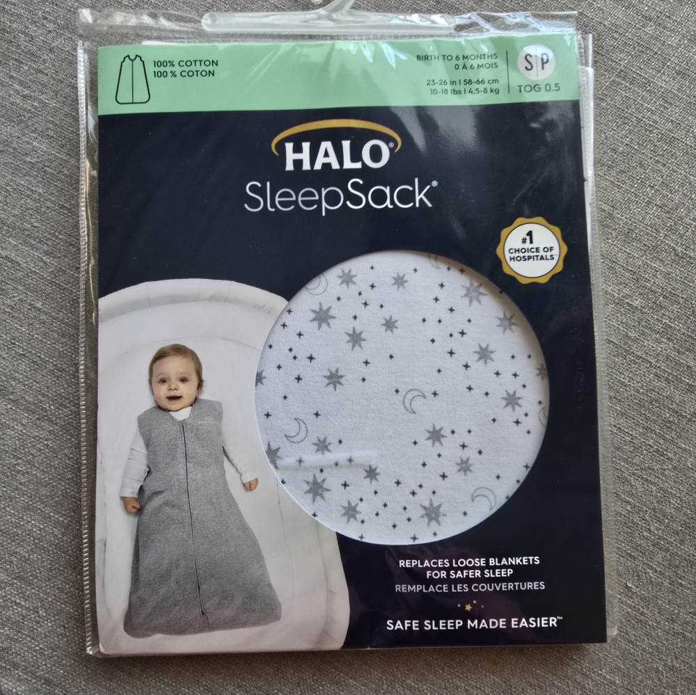 Halo SleepSack Wearable Blanket - Gray and White | Sealed New